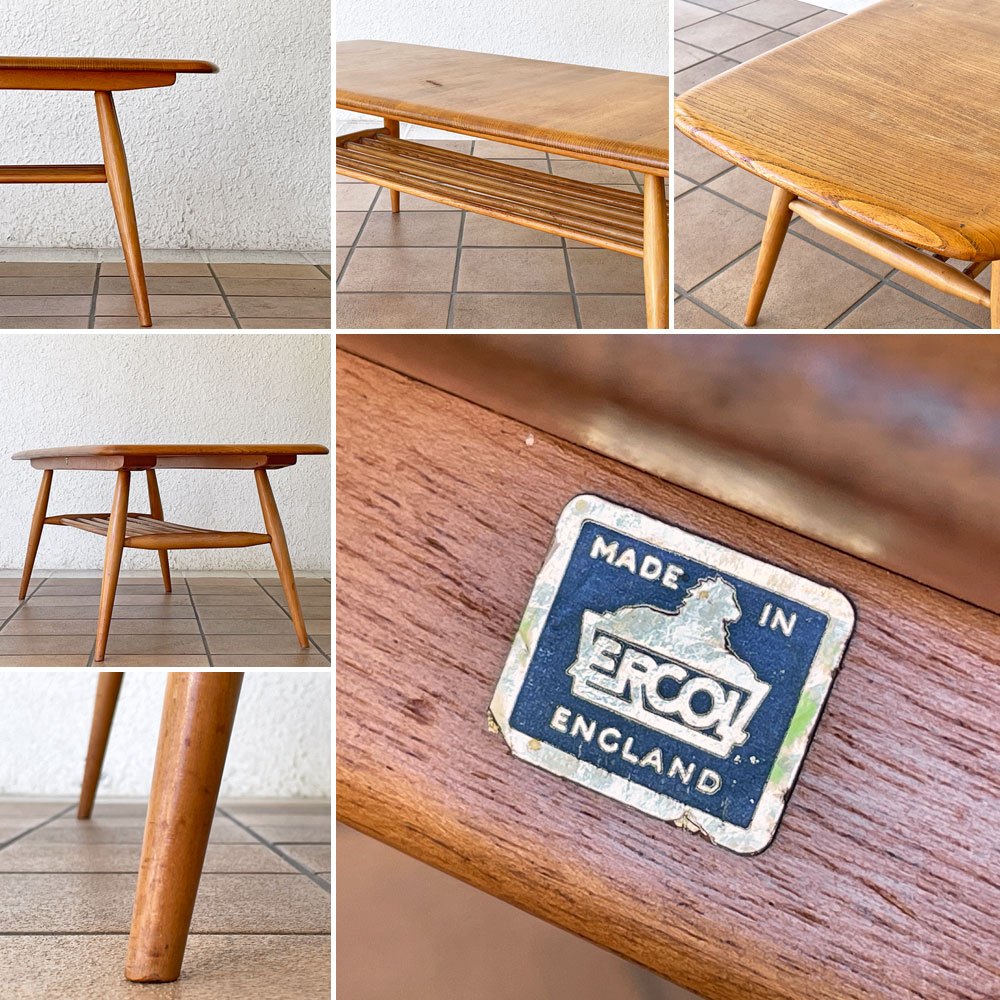 アーコール ercol 1459 ウィンザー コーヒーテーブル windsor coffee table エルム材 ブルーラベル 60's UKビンテージ vintage 英国家具 希少 ◇