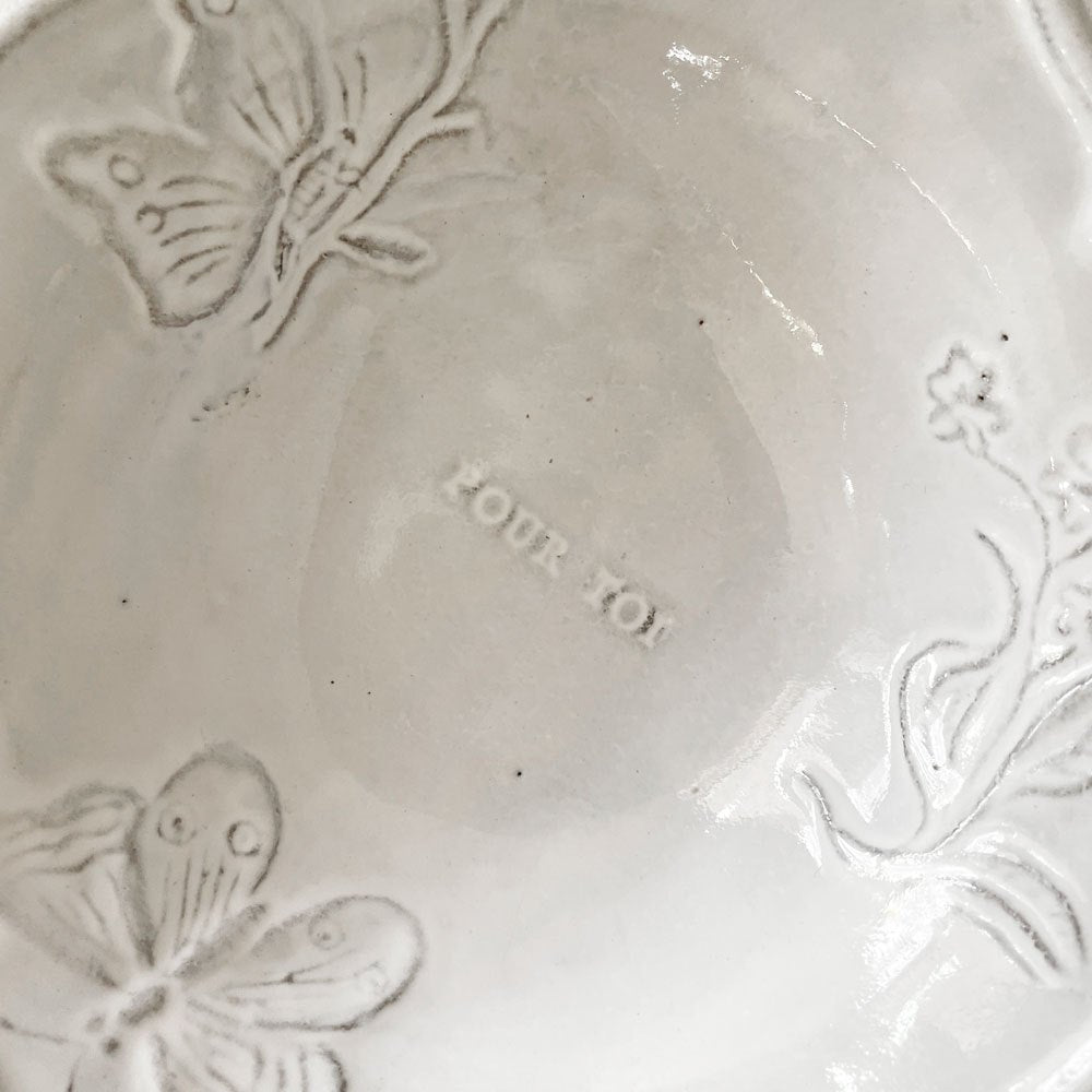 アスティエ・ド・ヴィラット Astier de Villatte フルール Fleurs スモールスーププレート 蝶 19.5cm ナタリー・レテ フランス 定価￥18,150- ◎