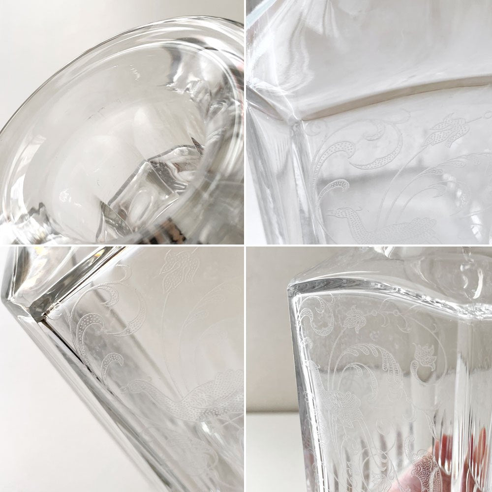 バカラ Baccarat パルメ Parme ウィスキーデカンタ エッチング 鳥 H24cm クリスタルガラス フランス 廃番 ◎