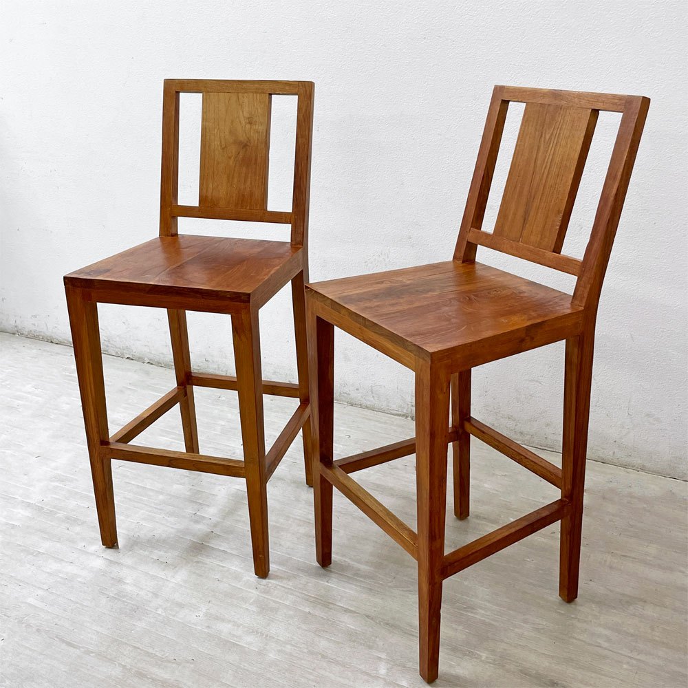 チーク 無垢材 teak wood ハイチェア カウンターチェア OLD JAVA アジアン スタイル B ●