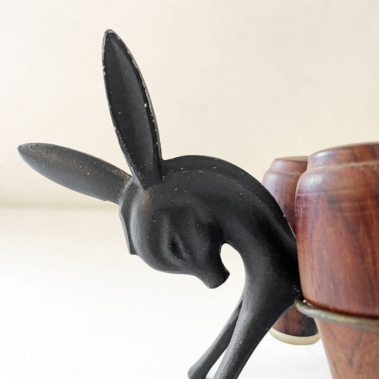 ビンテージ Vintage ドンキー Donkey ソルト＆ペッパー ロバ チーク材ボトル W12cm ウォルターボッセスタイル ◎