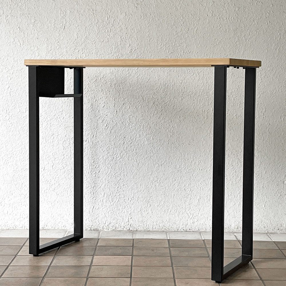 かなでもの KANADEMONO ザ・テーブル THE TABLE Black Steel High Rectangle スタンディングデスク W120cm ラバーウッド ナチュラル 定価￥59,500-◇