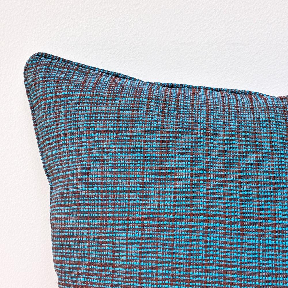 カッシーナイクスシー Cassina ixc. クッション W45cm ターコイズブルー×ブラウン フェザー 織柄 モダン A ◎