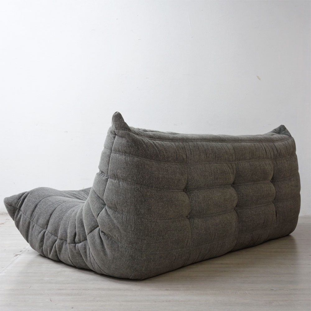 リーンロゼ ligne roset トーゴ TOGO 3シーターソファ ファブリック グレー ミッシェル・デュカロワ Michel Ducaroy フランス家具 ●