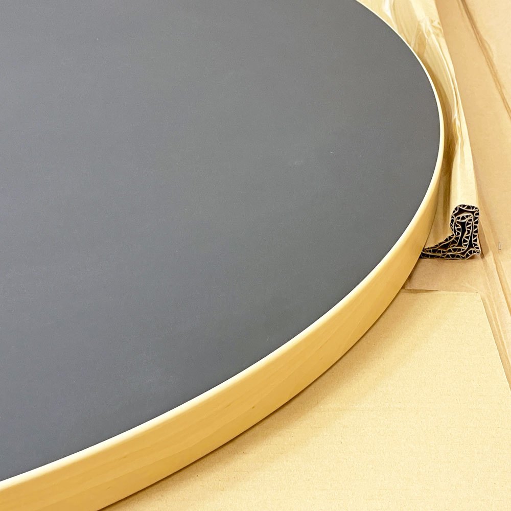 アルテック artek ダイニングテーブル 91 ブラックリノリウム バーチ材 ナチュラルラッカー ラウンド Φ125cm アルヴァ・アアルト Alvar Aalto 北欧 フィンランド 未使用品 箱付き ●