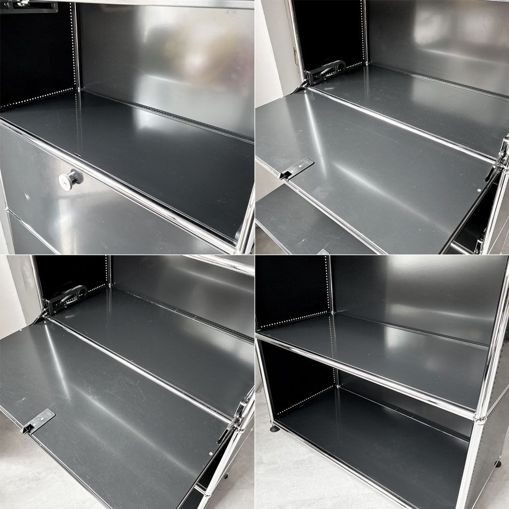 ユーエスエムハラー USMハラー USM Haller キャビネット シェルフ 1列5段 グラファイトブラック ドロップダウンドア フリップアップドア 鍵付き H180cm モダン スイス 参考価格￥407,000- ★