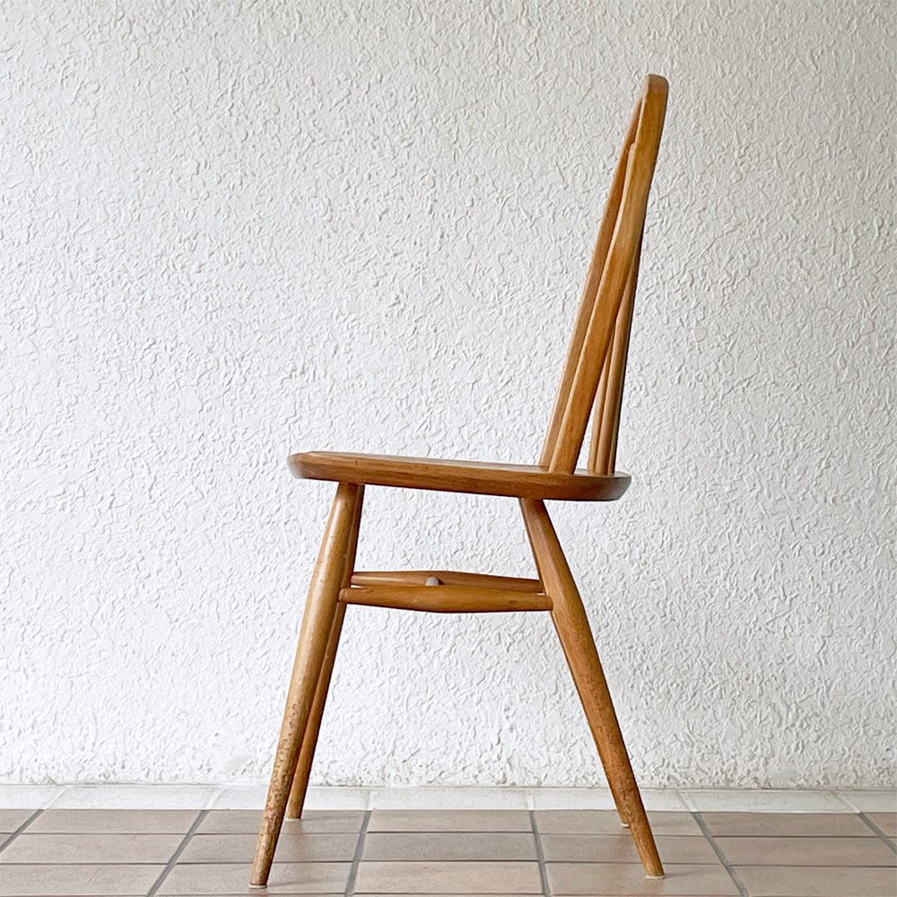 アーコール Ercol フープバックチェア ダイニングチェア スポークバック エルム材 UKビンテージ ブルーラベル 英国家具 ◇