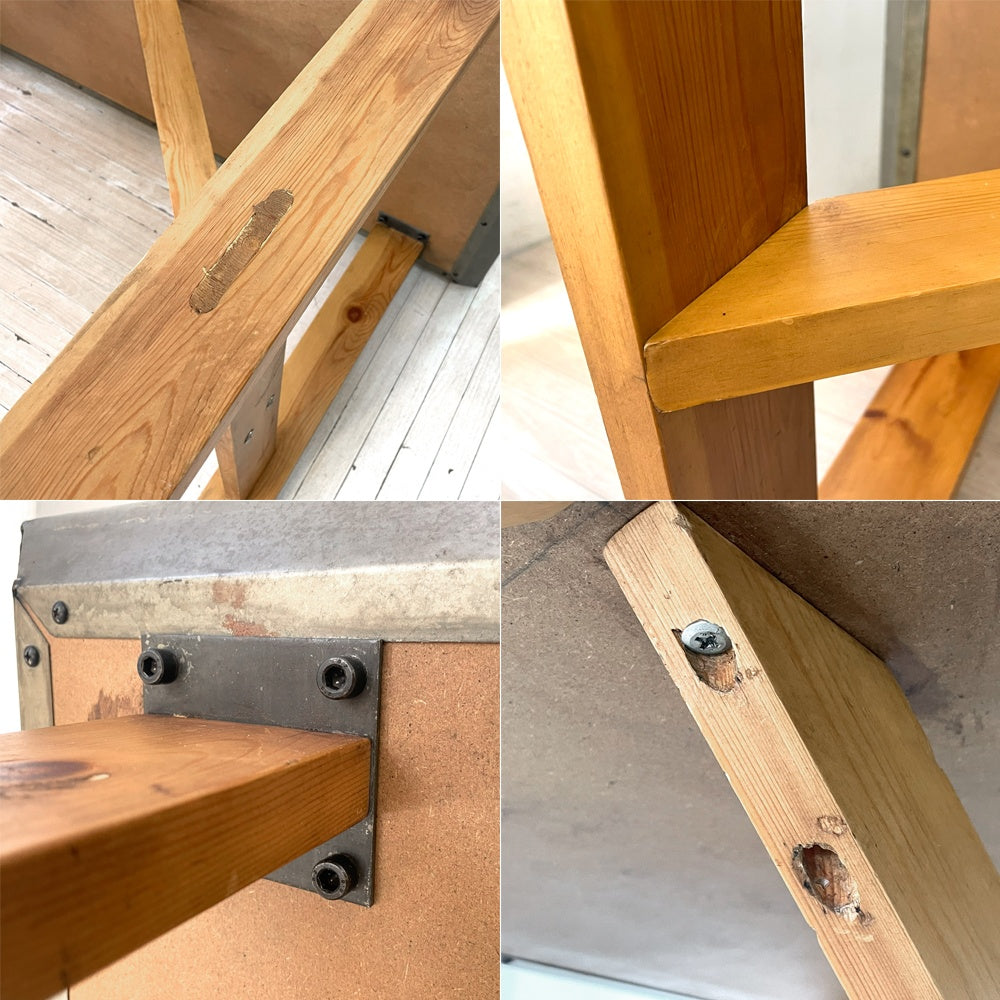 ジンクトップ ウッドベース Zinctop Wood base ダイニングテーブル Dining table アトリエテーブル 作業台 工業デザイン ★