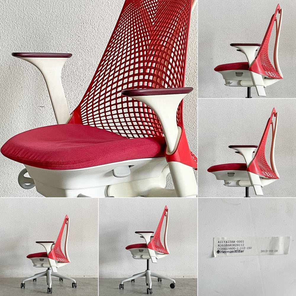 ハーマンミラー Herman Miller セイルチェア SAYL CHAIR デスクチェア オフィスチェア レッド ミドルバック イヴ・ベアール 2013年製 旧モデル 〓
