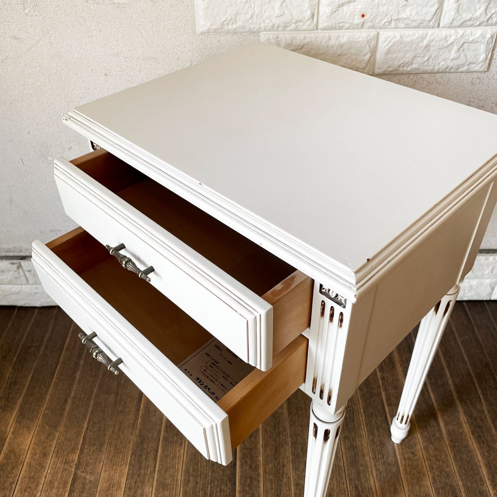 フランスベッド FRANCEBED カリソマティック CALLISOMATIC グランドスーパー01 ナイトテーブル サイドテーブル 2ドロワー W44cm ヨーロピアンクラシカル 定価￥143,000- ◎