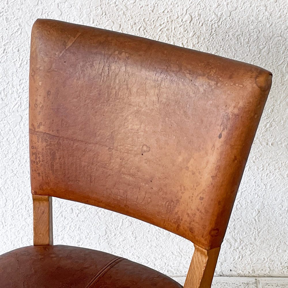 トラックファニチャー TRUCK FURNITURE エスアールチェア SR CHAIR ダイニングチェア ナラ無垢材 本革 ビンテージスタイル B ◇