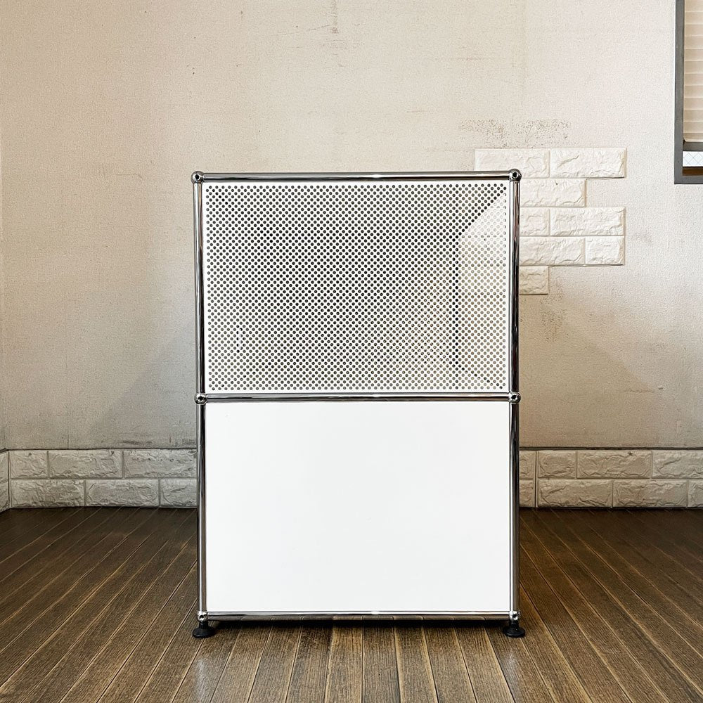 ユーエスエムハラー USM Haller モジュラーファニチャー ハラーシステム キャビネット 1列2段 ピュアホワイト エクステンションドア×1 スイス 参考価格約18万円 ◎