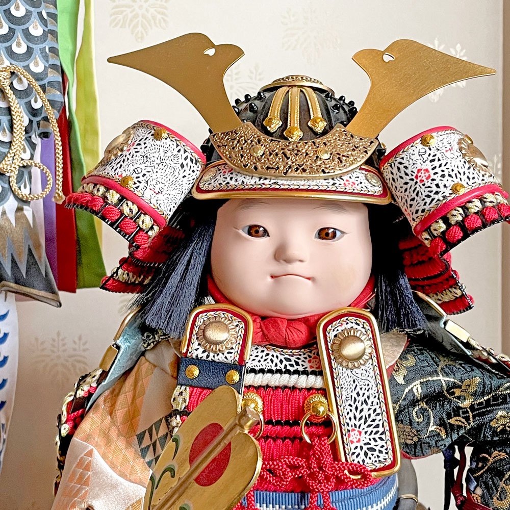 幸一光 koikko 五月人形 鎧着大将 陸 台座 屏風 鯉のぼりセット 松崎幸一光 日本人形 箱付 ■