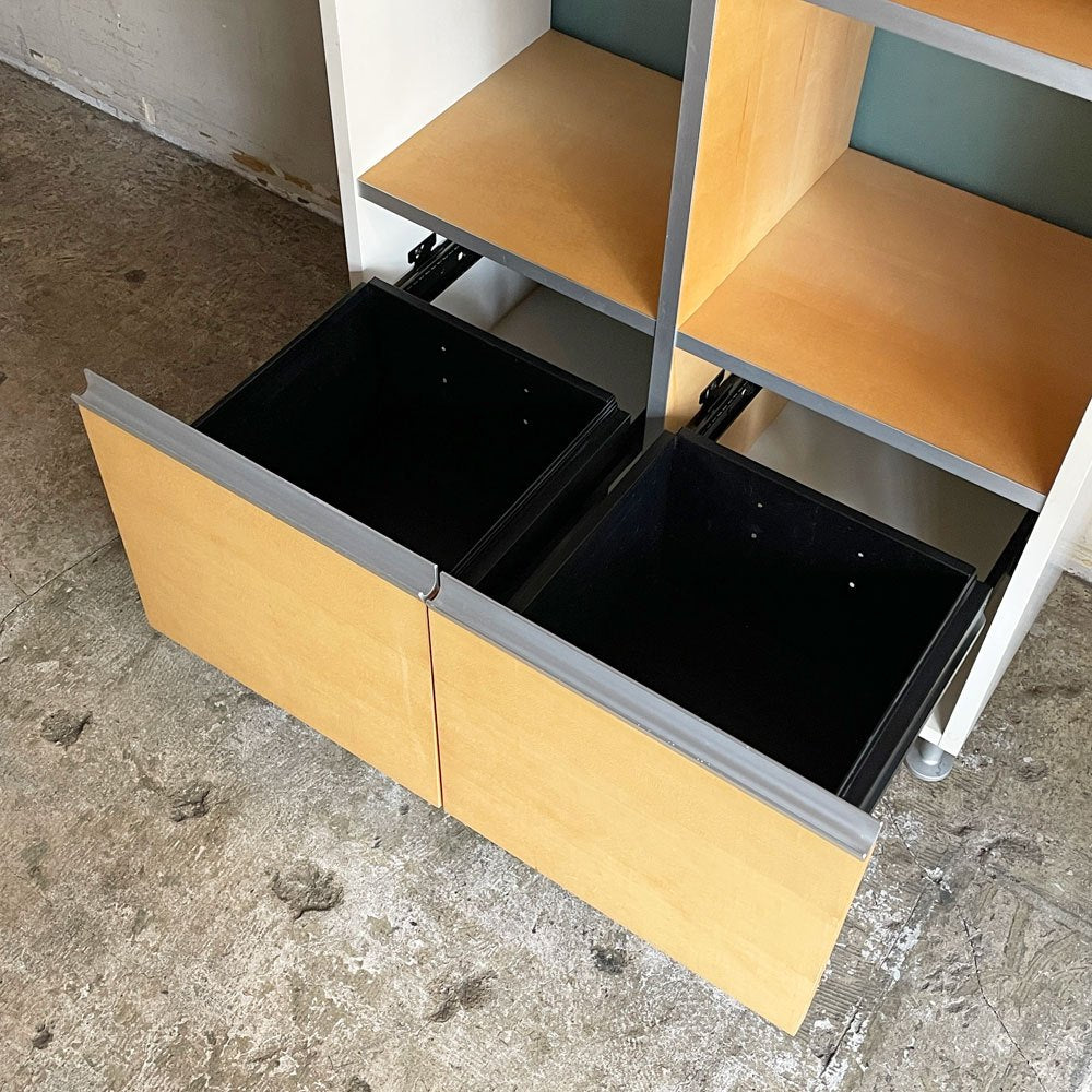 ウィルクハーン Wilkhahn ミナモ Minamo ファイリングシェルフ Filing Shelf ビーチ材 アルミフレーム アクリルパネル 2ドロワー 2列4段 コクヨ取扱い 現状品 ■