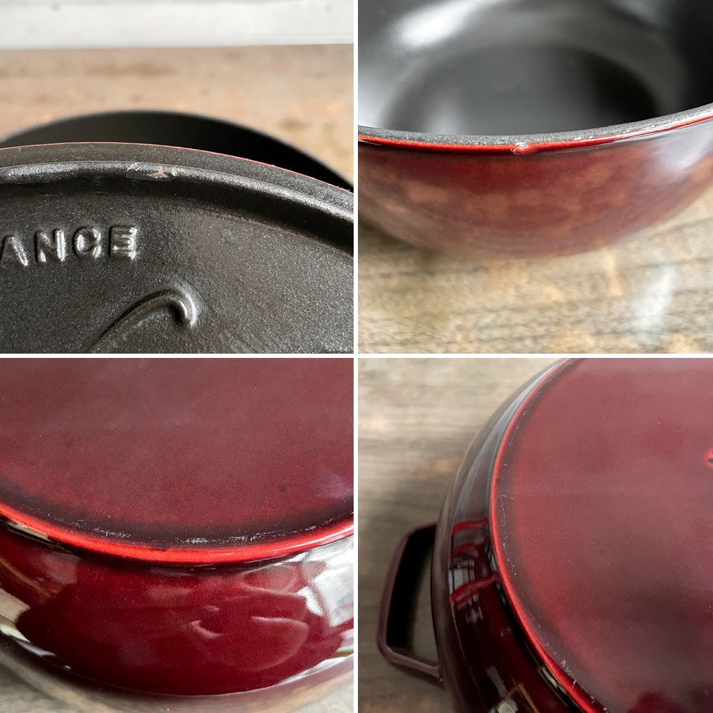 ストウブ Staub リリー シグネチャーココット グレナディンレッド 24cm 両手鍋 ホーロー鍋 IH対応 鋳物 フランス製 プロテクター付き ♪