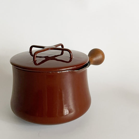 ダンスク DANSK コベンスタイル koben style ホーロー 片手鍋 バターウォーマー 深型 13cm 蓋つき ブラウン イェンス・クイストゴー ビンテージ デンマーク製 ■