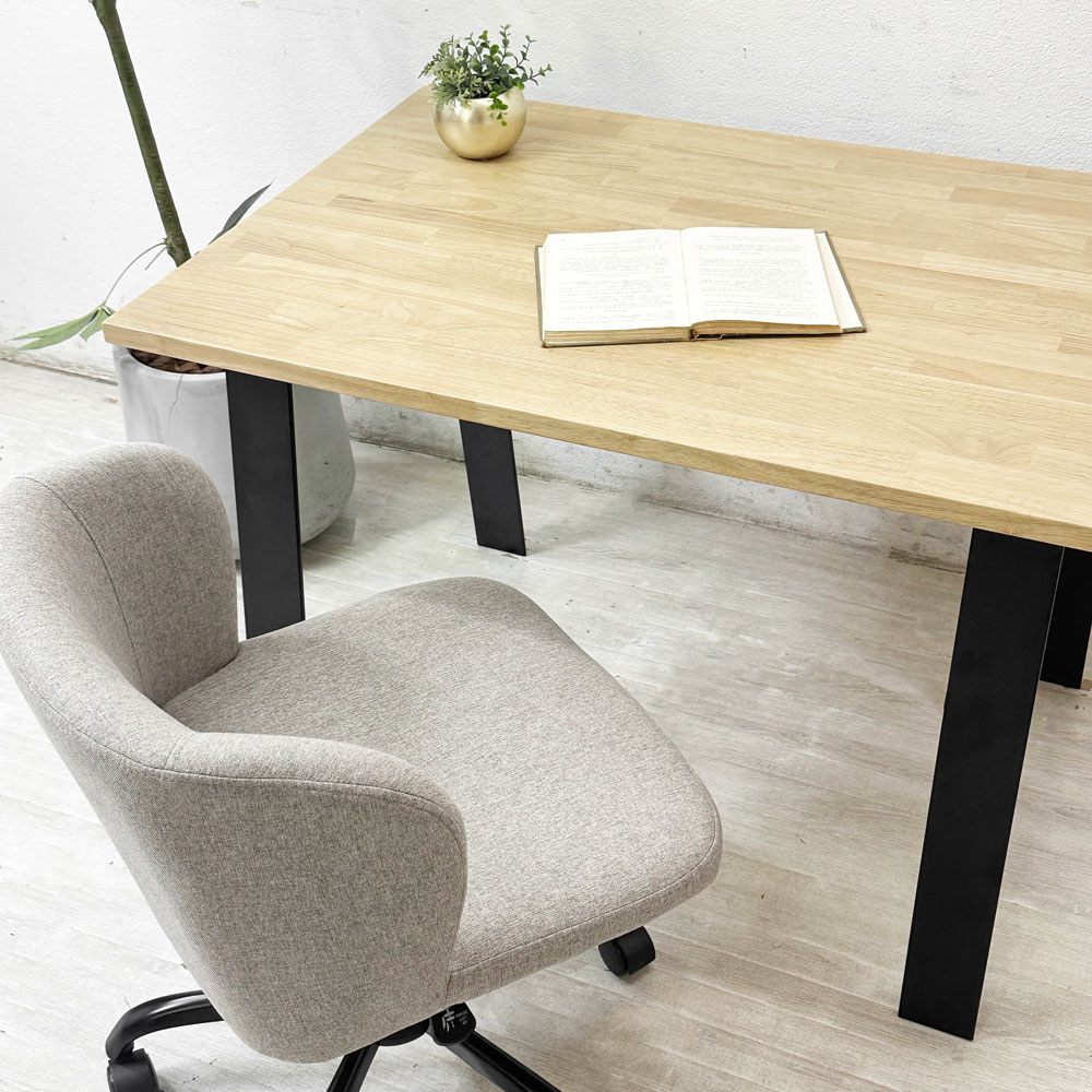 かなでもの KANADEMONO ザ・テーブル THE TABLE ダイニングテーブル デスク ラバーウッド無垢集成材 スチール W100cm ナチュラル インダストリアル ●