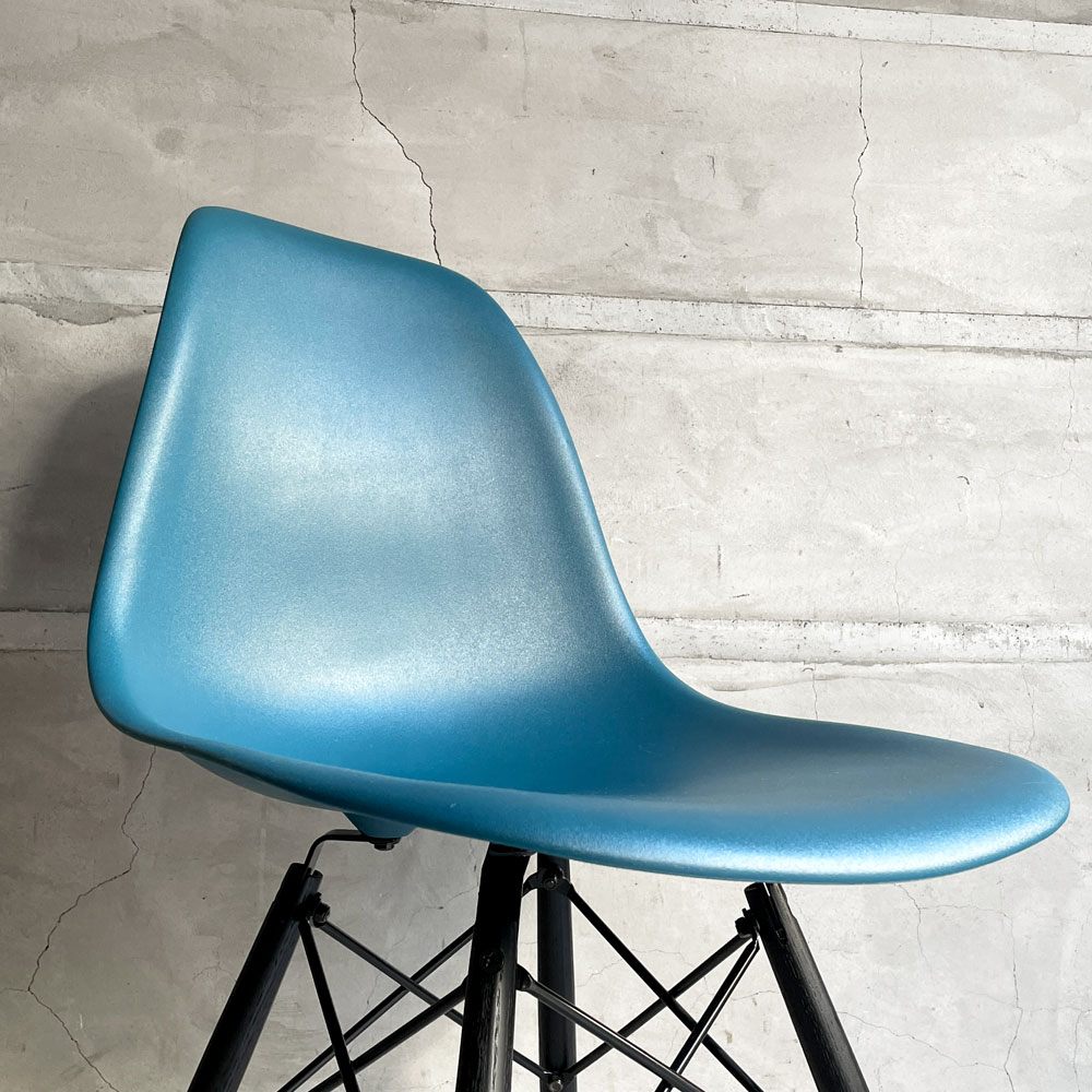 ハーマンミラー HermanMiller サイドシェルチェア ドゥエルレッグ DSW ピーコックブルー × エボニー ポリプロピレン製 イームズ ミッドセンチュリー 廃番色 ♪