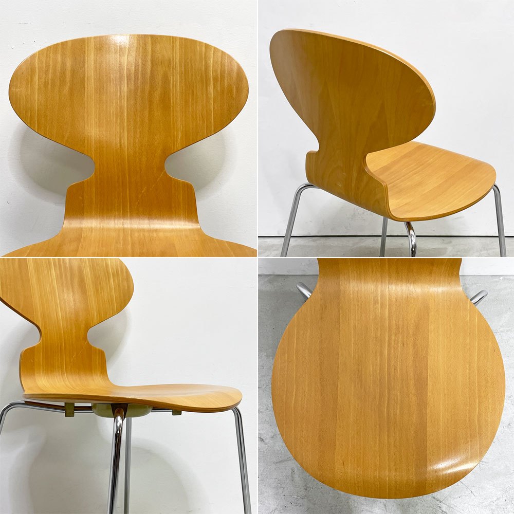 フリッツハンセン Fritz Hansen 3101 アリンコチェア アントチェア 4本脚 ナチュラルビーチ ラッカー仕上げ フェルトグライズ アルネ・ヤコブセン B ●