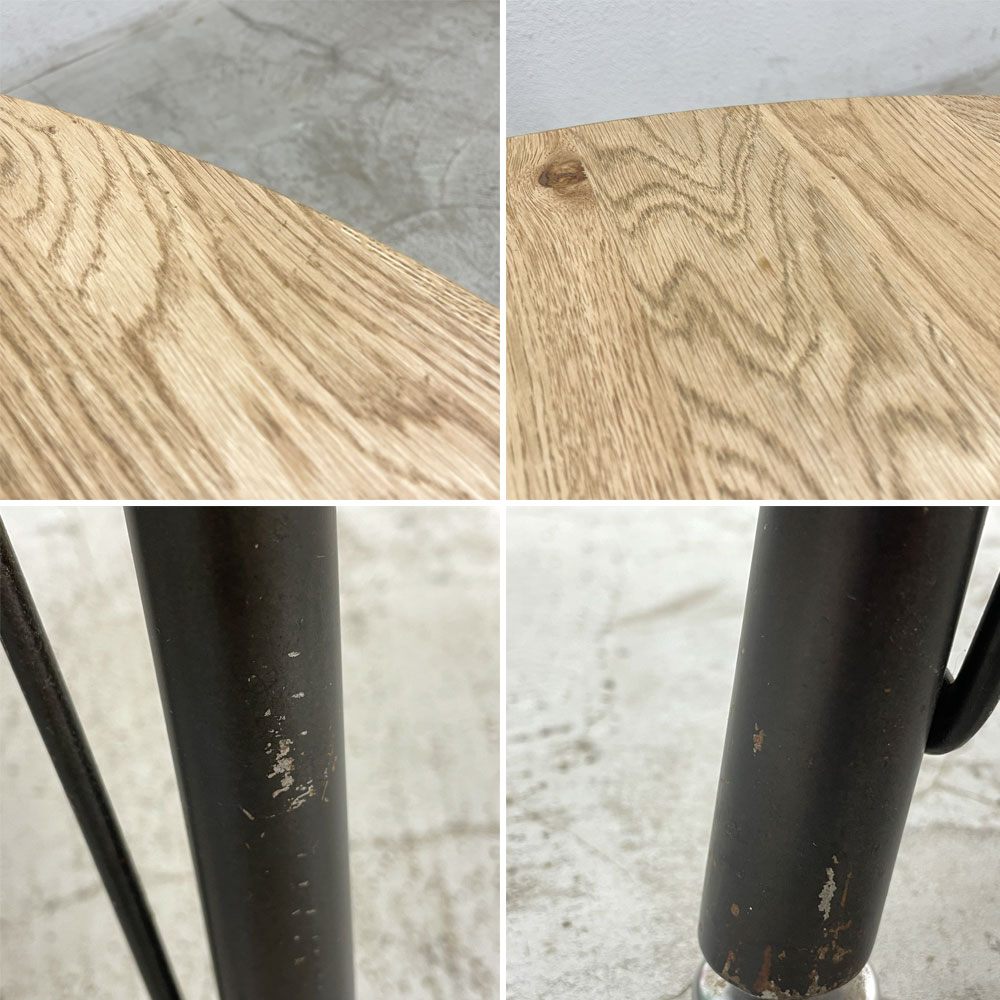 クラッシュゲート CRASH GATE ノットアンティークス Knot antiques FRANK フランク オーク材 ラウンド ダイニングテーブル Φ105cm スチール脚 展示美品 〓