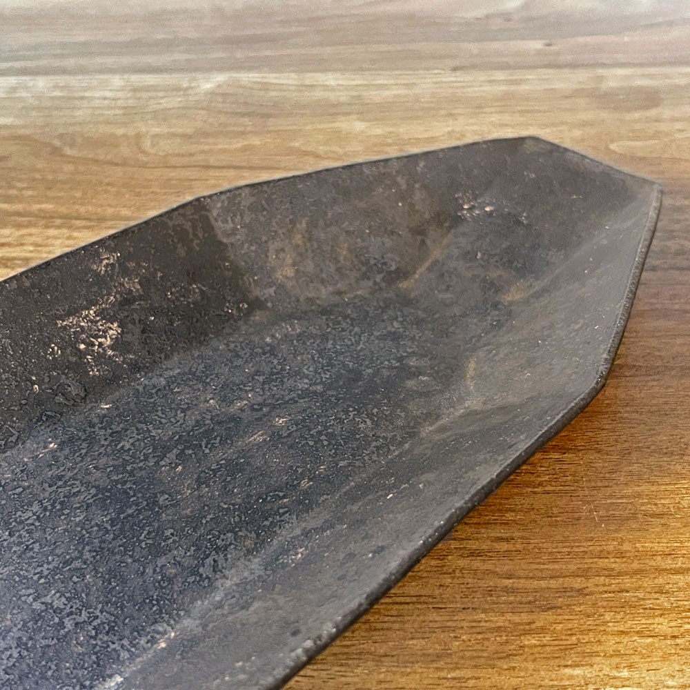 安福由美子 錆八角皿 大 W35cm 現代作家 ♪