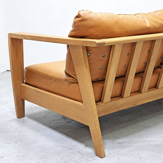 シギヤマ家具 SHIGIYAMA グリーン GREEN ローズマリー 2Pソファ ROSEMARY LOVE SOFA 本革 キャメル オーク無垢材 岩倉榮利 ●