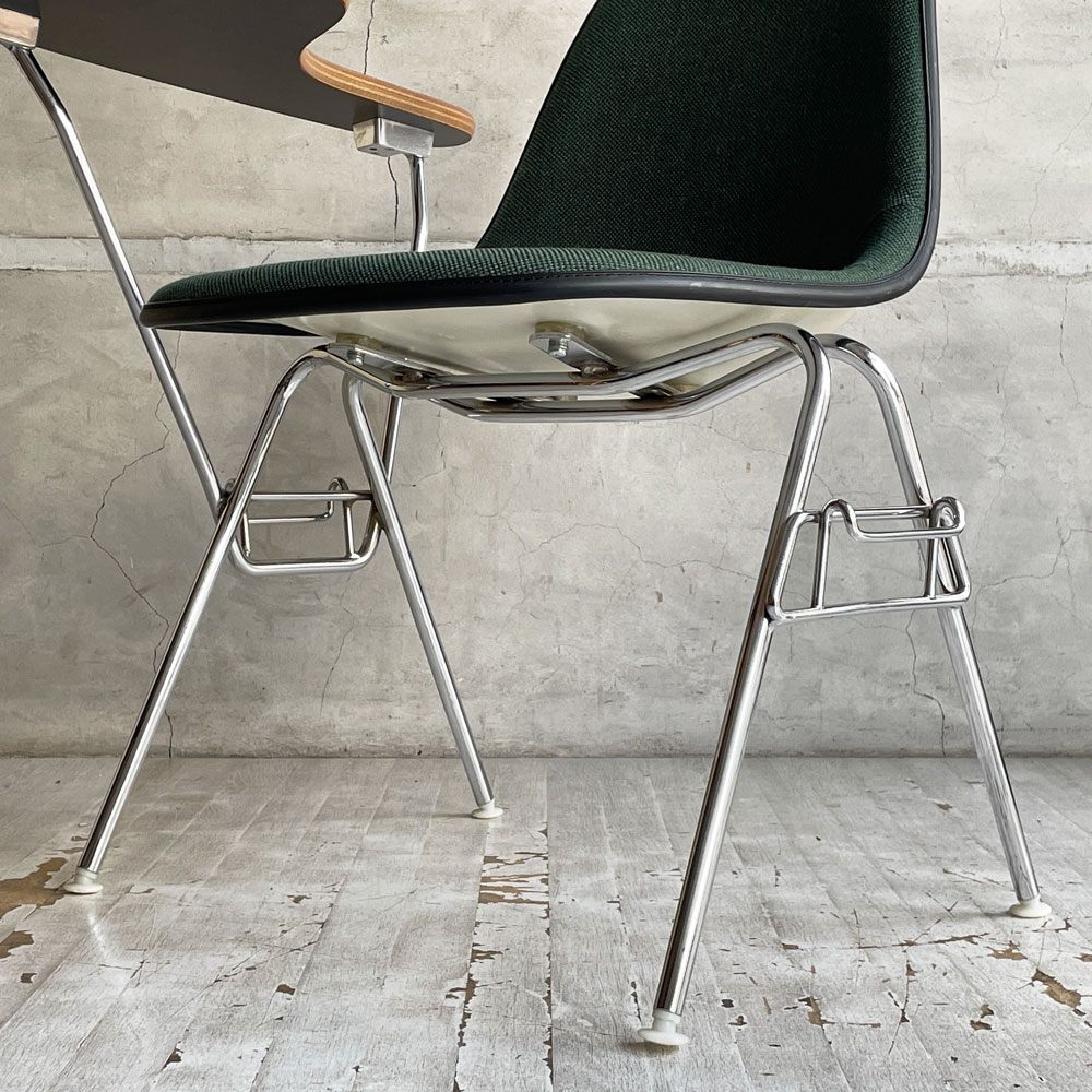 ハーマンミラー Herman Miller サイドシェルチェア セカンド 2nd ビンテージ アプホルスター スクールベース 肘掛けテーブル付 イームズ ミッドセンチュリー A  ♪