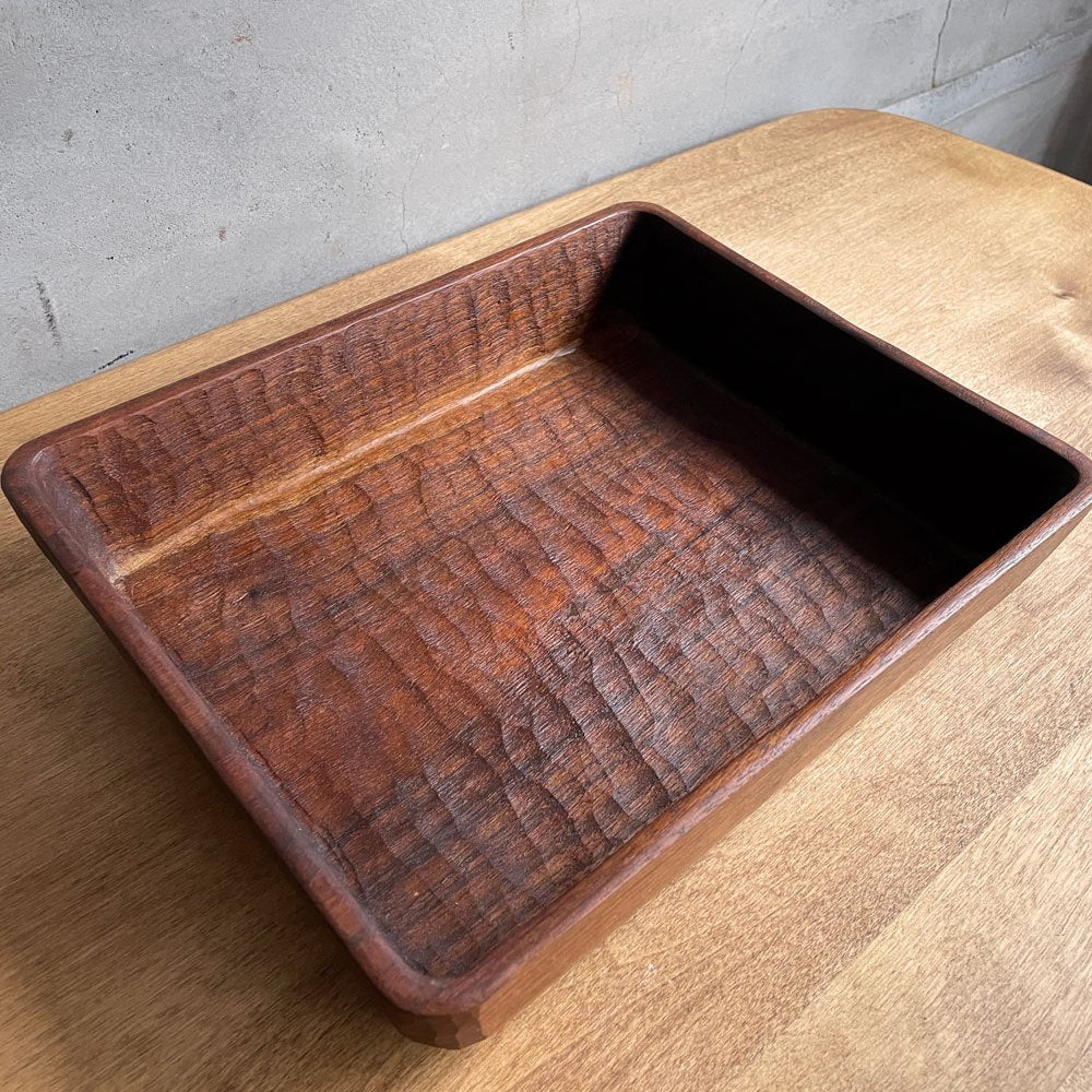 三谷龍二 Ryuji Mitani ブラックウォルナット 角バット トレイ 角盆皿 木の器 27×22×6 cm 木工作家 現代作家 希少サイズ ♪