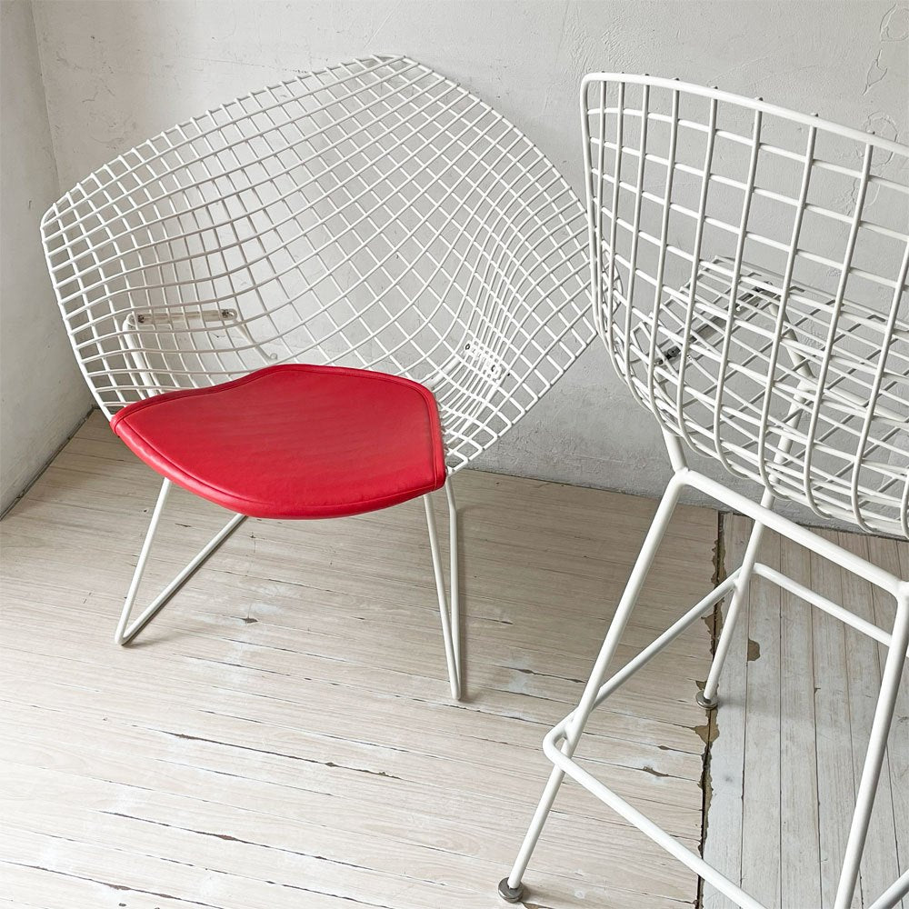 ノル Knoll ダイヤモンドチェア Diamond Chair ハリー・ベルトイア Harry Bertoia ホワイトフレーム シートパッド付 定価￥382,800- ★