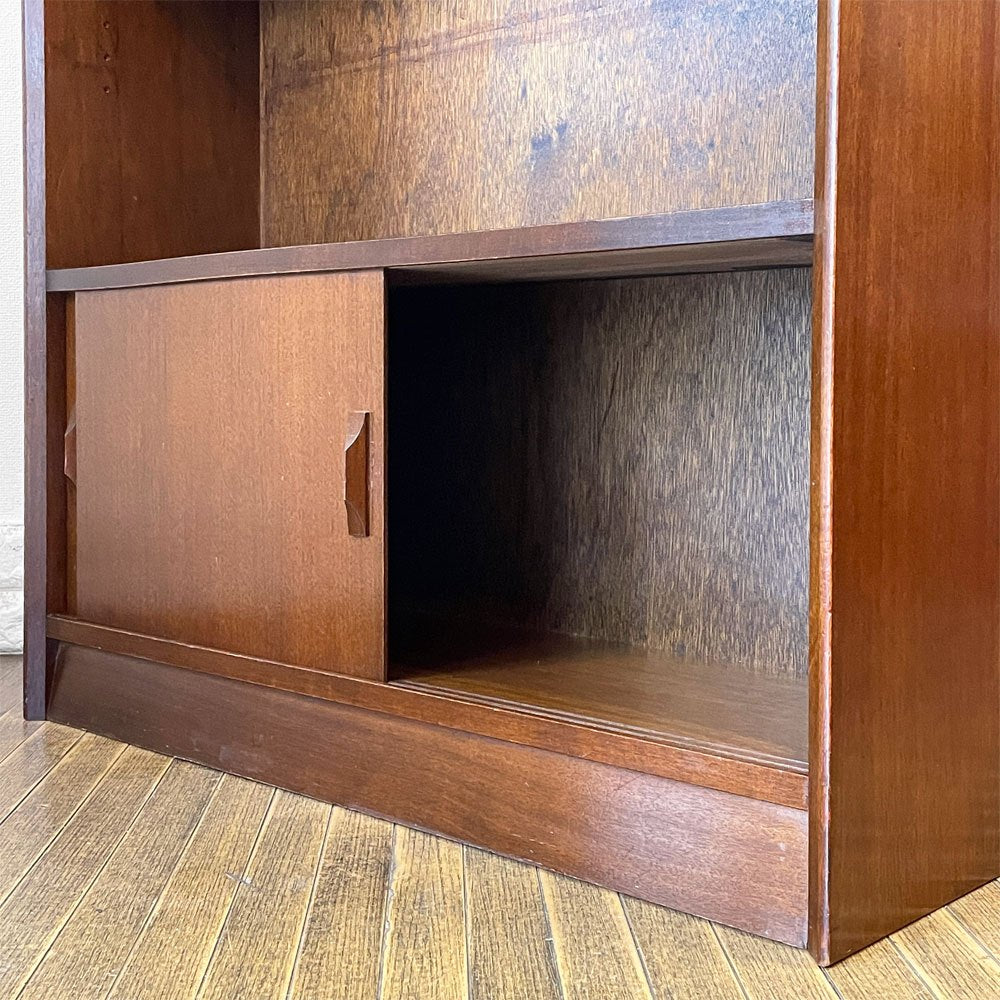 ハーバート E. ギブス HERBERT E. GIBBS FURNITURE チーク材キャビネット 飾り棚 本棚 ガラス欠品 UKビンテージ ◎