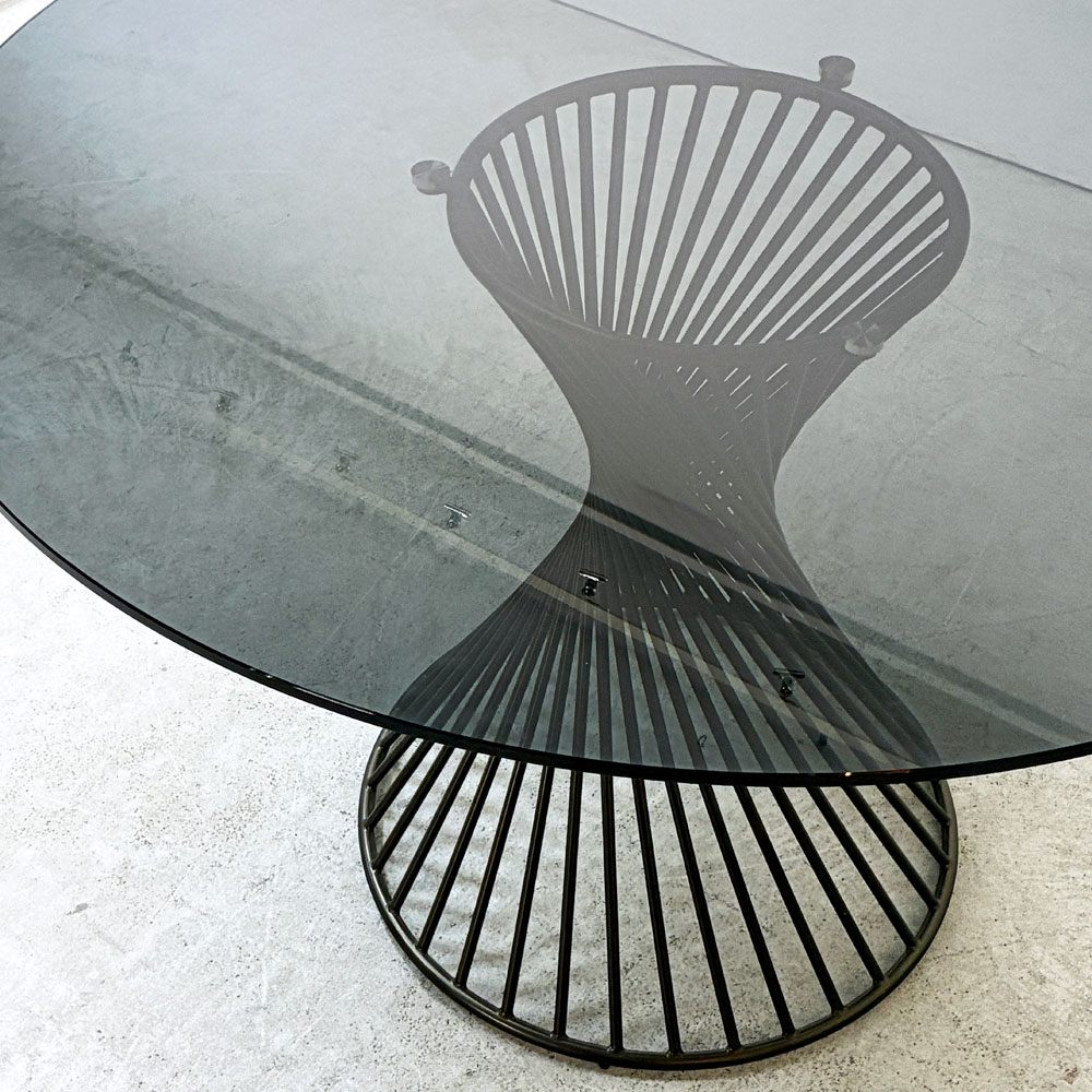 カリガリス calligaris ヴォルテックス ラウンドテーブル VORTEX Round table ダイニングテーブル スモークガラス天板×マットブロンズベース Φ120cm イタリアモダン 定価 ¥237,600- ●