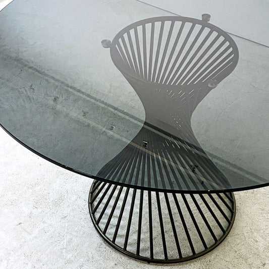 カリガリス calligaris ヴォルテックス ラウンドテーブル VORTEX Round table ダイニングテーブル スモークガラス天板×マットブロンズベース Φ120cm イタリアモダン 定価 ¥237,600- ●