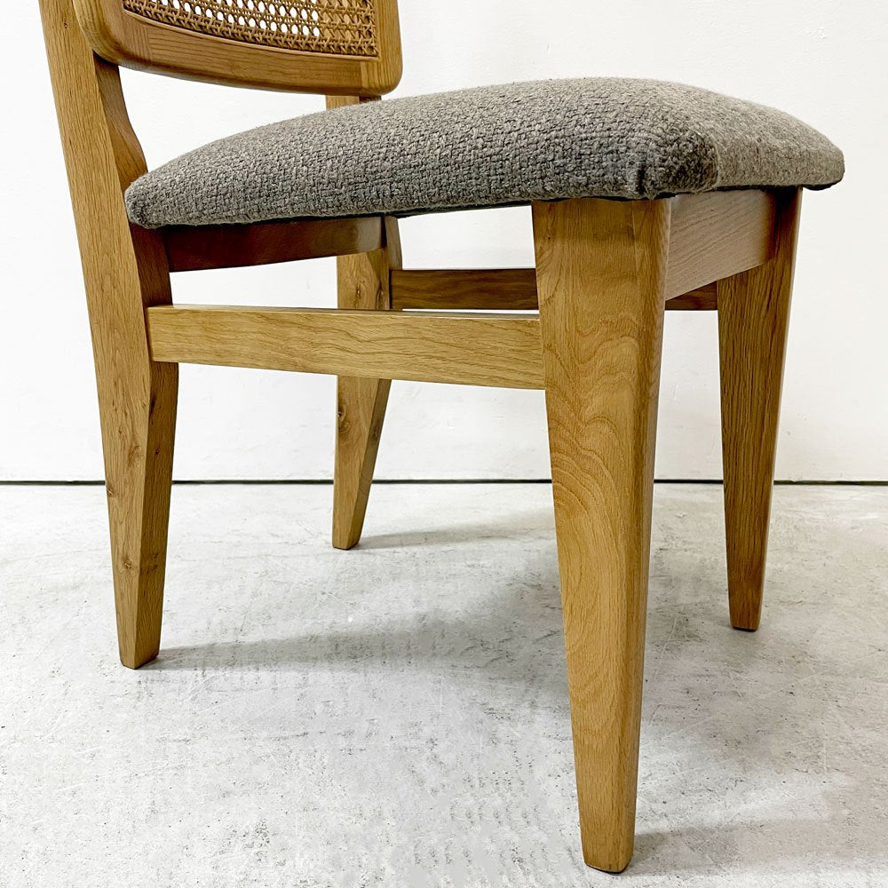 クラッシュゲート CRASHGATE ノットアンティークス Knot Antiques ピケ PIKE チェア オーク材 ファブリック座面 ラタン チャコールグレー ビンテージスタイル ●