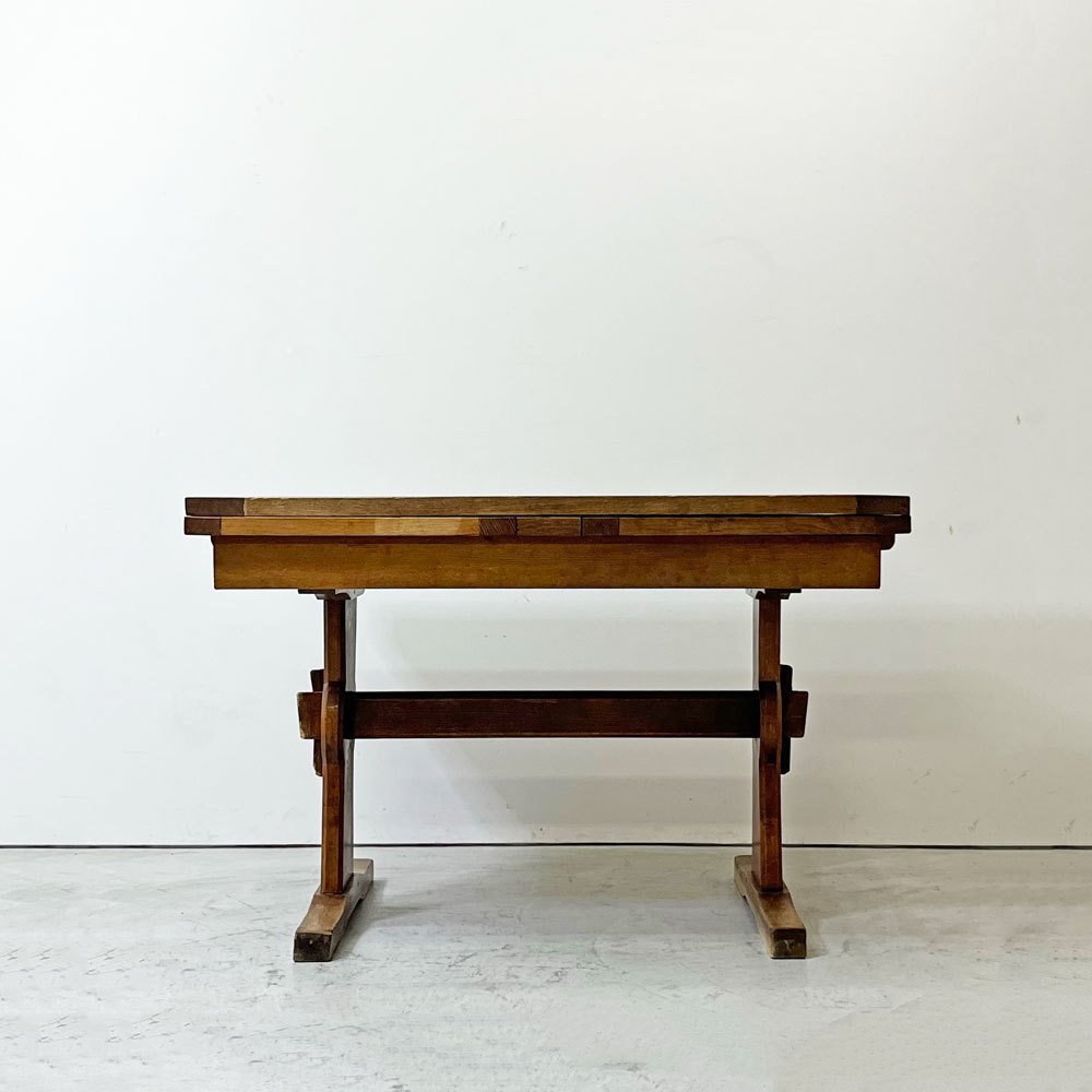 フランスビンテージ France Vintage オーク無垢材 ドローリーフテーブル エクステンション ダイニングテーブル 伸長式 アンティーク シャビーシック ●