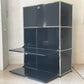 ユーエスエムハラー USM Haller モジュラーファニチャー Modular Furniture 1列3段 キャビネットシェルフ ドロップダウン扉×3ドア 鍵付 26万円程 ★