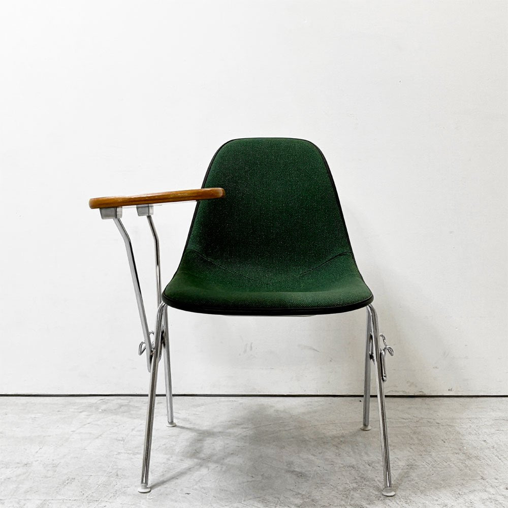 ハーマンミラー Herman Miller サイドシェルチェア セカンド 2nd ビンテージ アプホルスター スクールベース スタッキングベース 肘掛けテーブル付 イームズ ミッドセンチュリー F ●