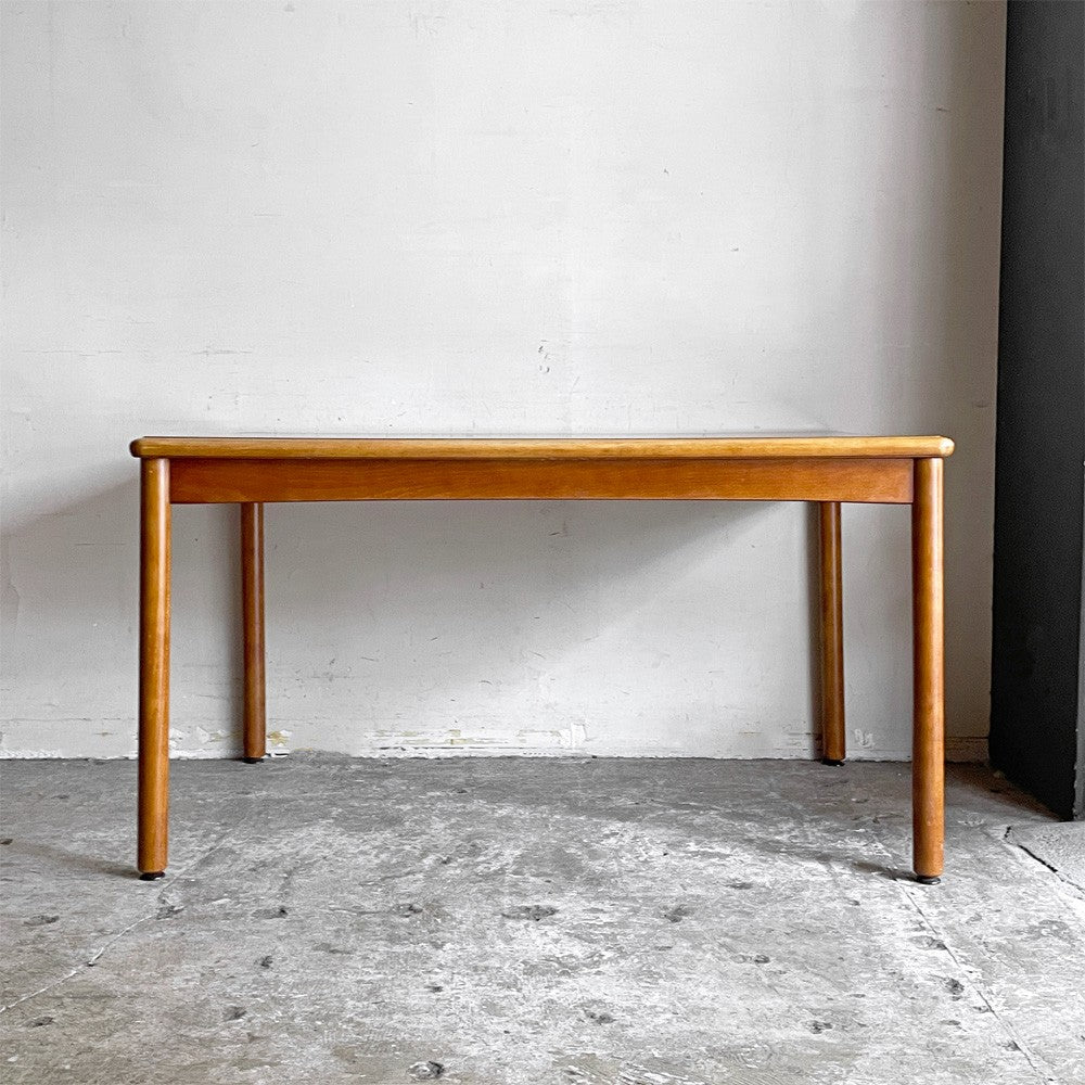 松田家具 MATSUDA ビンテージ 木製 ダイニングテーブル デコラトップ 丸脚 W124cm 昭和レトロ Japan vintage ■