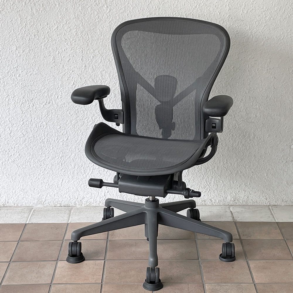 ハーマンミラー Herman Miller アーロンチェア リマスタード フル装備 Bサイズ グラファイトベース ポスチャーフィットSL  ◇