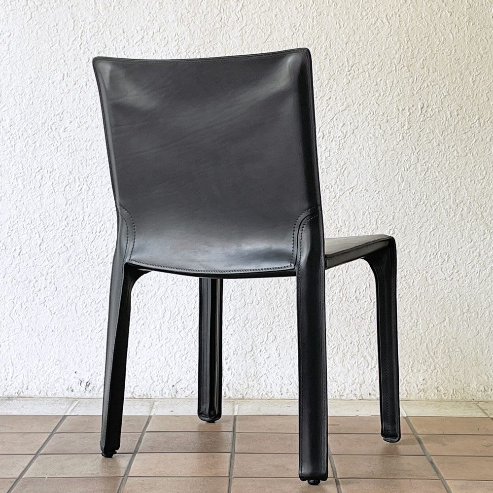 カッシーナ Cassina キャブチェア 412 CAB CHAIR アームレス 本革 マリオ・ベリーニ MoMA イタリアンモダン 定価￥308,000- ◇