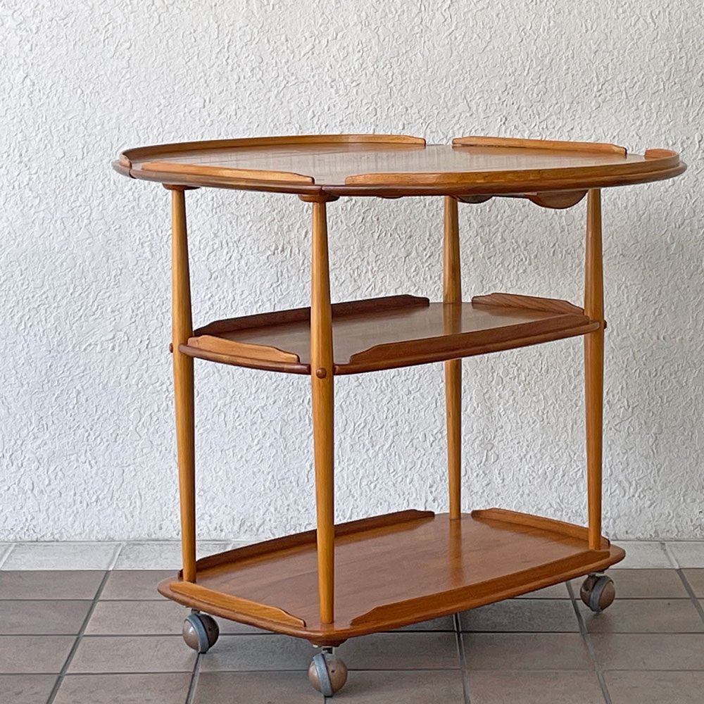 アーコール Ercol バタフライワゴン キッチンワゴン 伸長式 キャスター エルム材 英国 UKビンテージ ◇