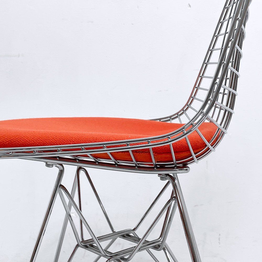 ヴィトラ vitra ワイヤーチェア Eames Wire Chair DKR5 エッフェルベース シートパッド付 レッドカラー C&R イームズ ミッドセンチュリー ●