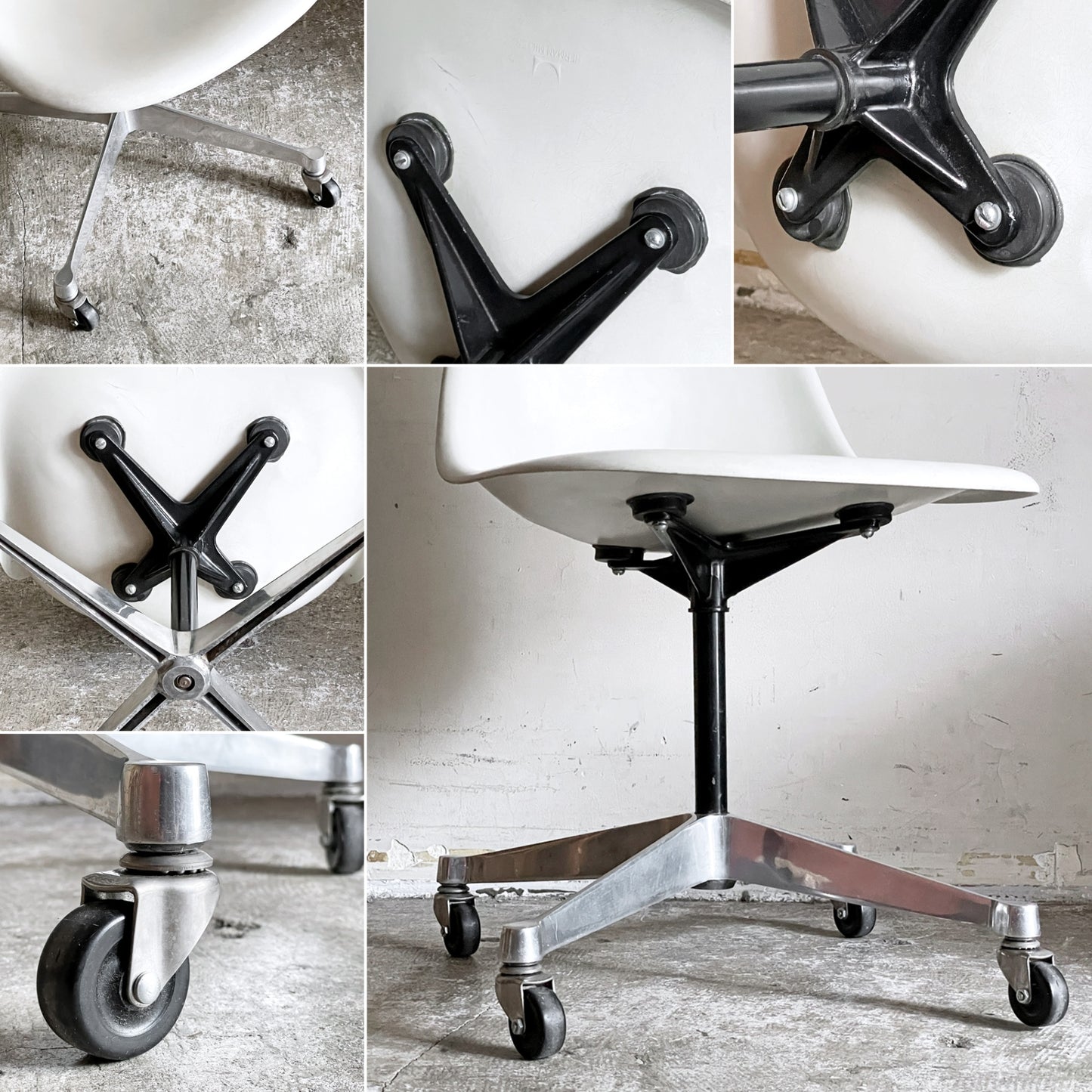 ハーマンミラー Herman Miller サイドシェルチェア セカンド 2nd FRP パーチメントカラー キャスターベース イームズ ビンテージ ■