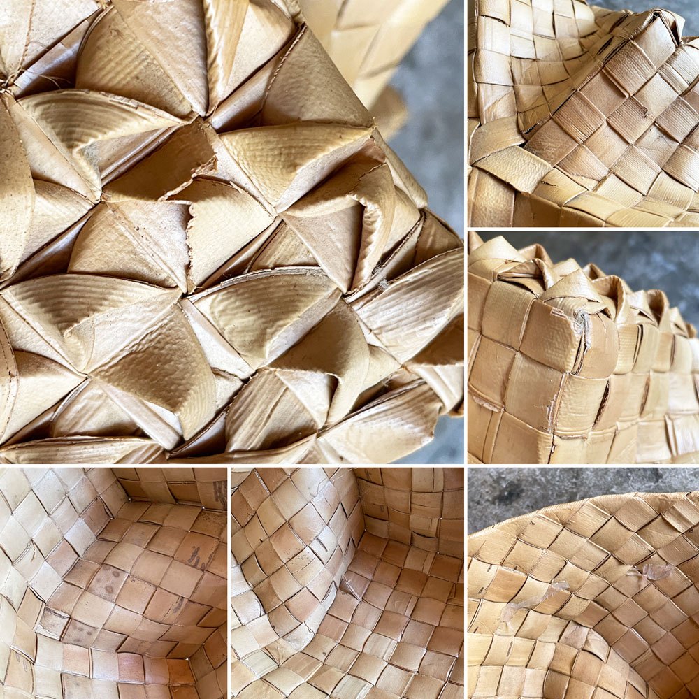 ラウハラ バスケット 収納ケース ハワイアンビンテージ 手編み 伝統工芸 ■