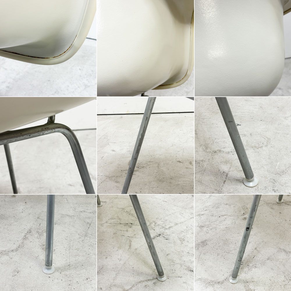 ハーマンミラー Herman Miller アームシェルチェア 2nd ビンテージ FRP製 PVCレザー グレー Hベース C&R イームズ ミッドセンチュリー ●