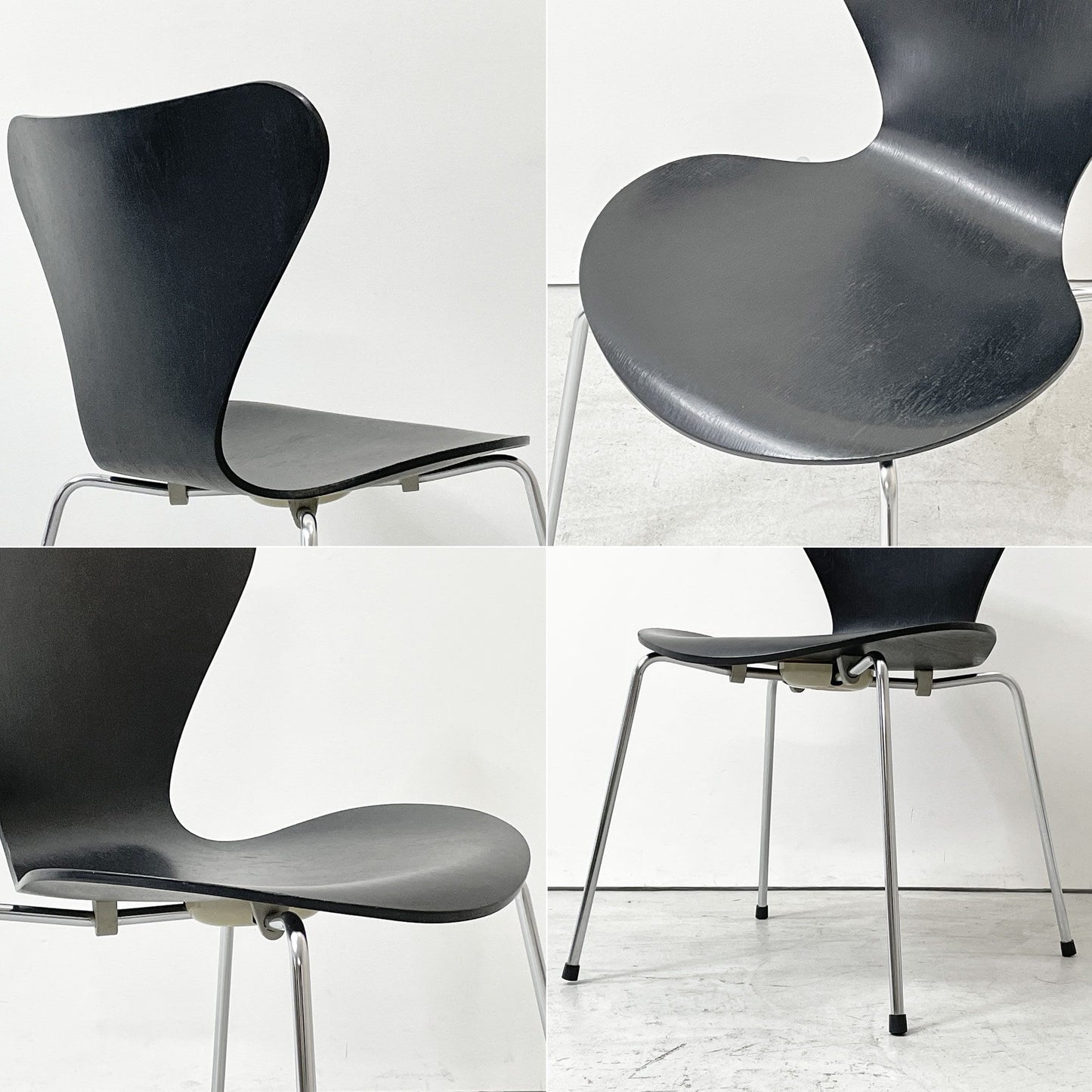 フリッツハンセン Fritz Hansen 3107 セブンチェア カラードアッシュ ブラック 80's ビンテージ vintage アルネ・ヤコブセン デンマーク ●