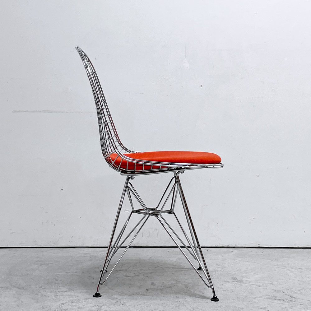 ヴィトラ vitra ワイヤーチェア Eames Wire Chair DKR5 エッフェルベース シートパッド付 レッドカラー C&R イームズ ミッドセンチュリー ●