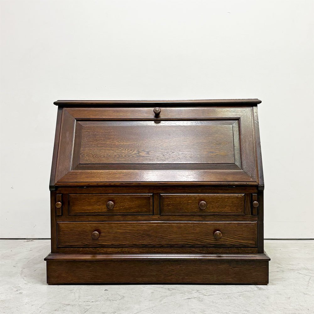 ノックオンウッド Knock on wood ライティングビューロー デスク チェスト 座机 オーク無垢材 戸山家具 横浜クラシック家具 ●