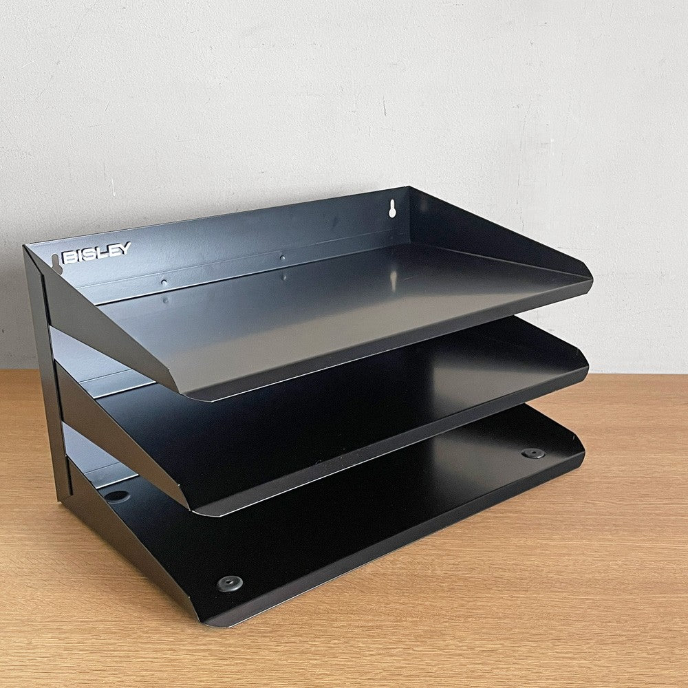 ビスレー BISLEY 3段 レターラック ブラック 書類棚 A4サイズ 横型 W38.5cm 壁掛け可 デスクアクセサリー 英国 A ■