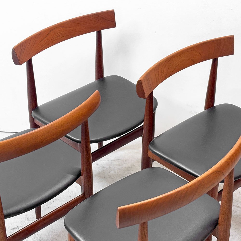 フレムロジェ Frem Rojle ディネッテ Dinette エクステンション ラウンド ダイニングテーブル & ダイニングチェア 4本脚×4脚 計5点セット ハンス・オルセン Hans Olsen 北欧家具 ビンテージ ●