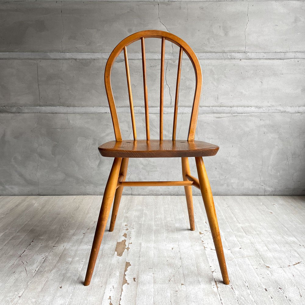 アーコール Ercol フープバックチェア ダイニングチェア スポークバック エルム材 UKビンテージ 英国家具 ♪